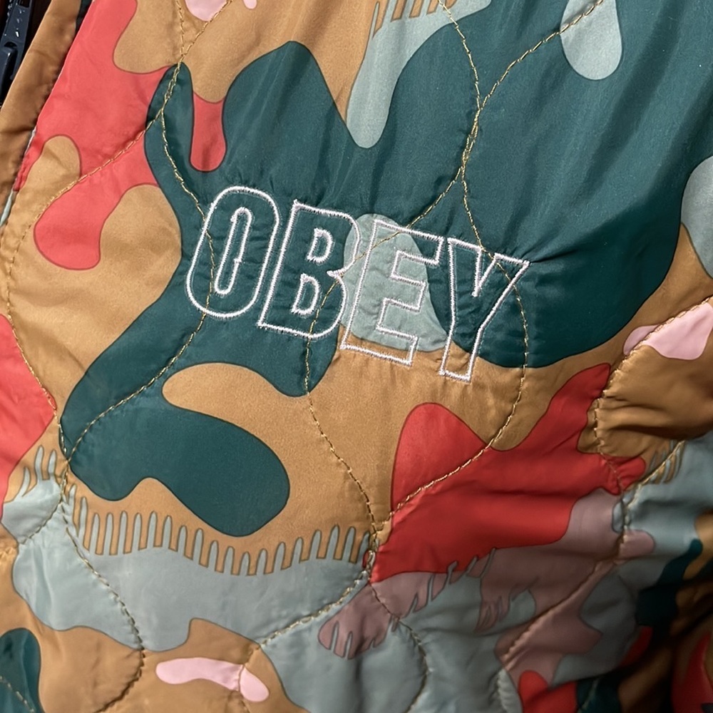 Obey Bunker multi-color drip camo jacket Size M